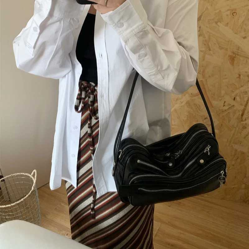 Brand Designer Fashionable Multi Zipper Motorcycle Bag Multi Classic Womens Handbag Sweet Trend Cross Body Bag Party Shoulder Bag Y250324