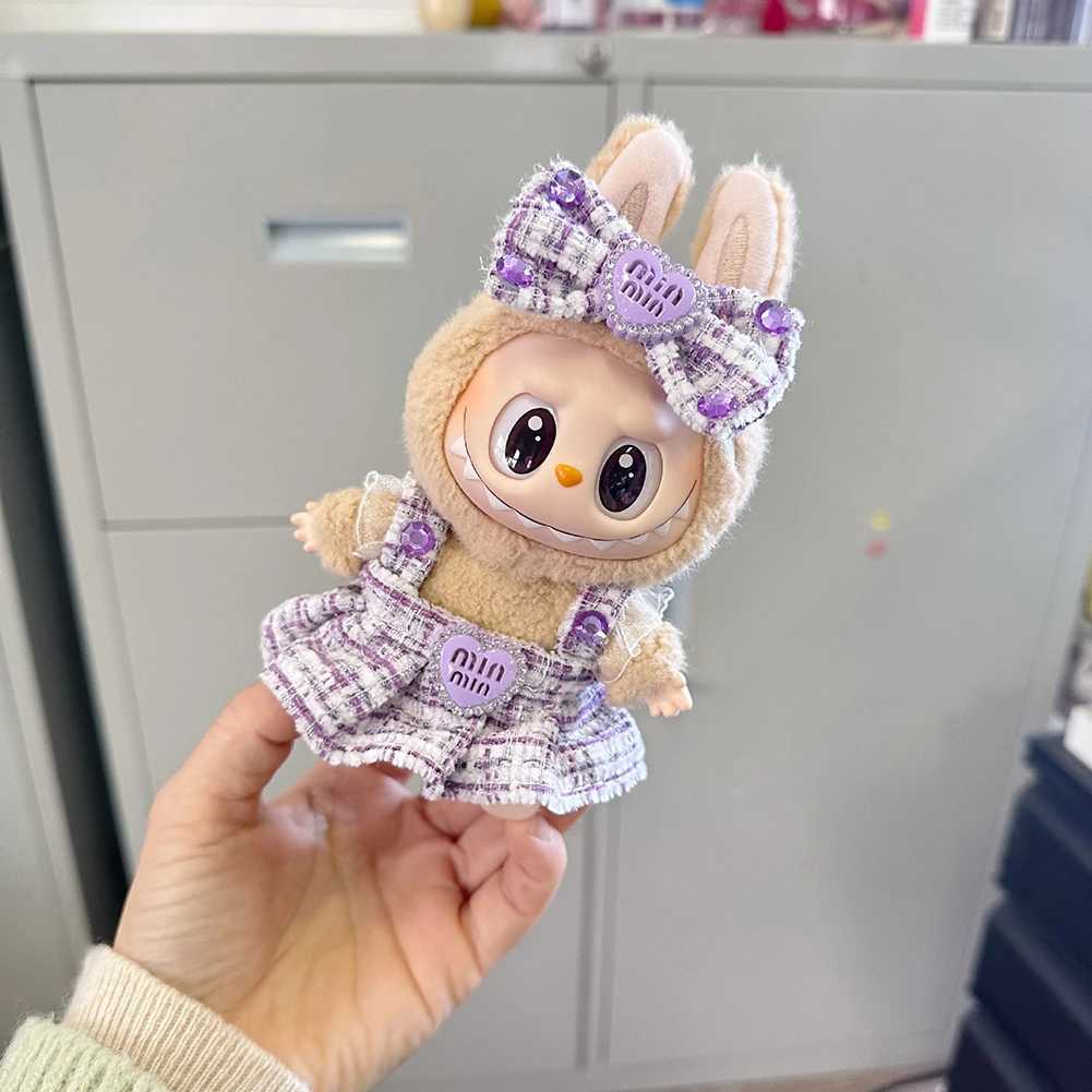 Suitable for Labubu Sitting Par series classic dress grid sled Labubu v1 v2 childrens gift Labubu clothing design sledXJ250324