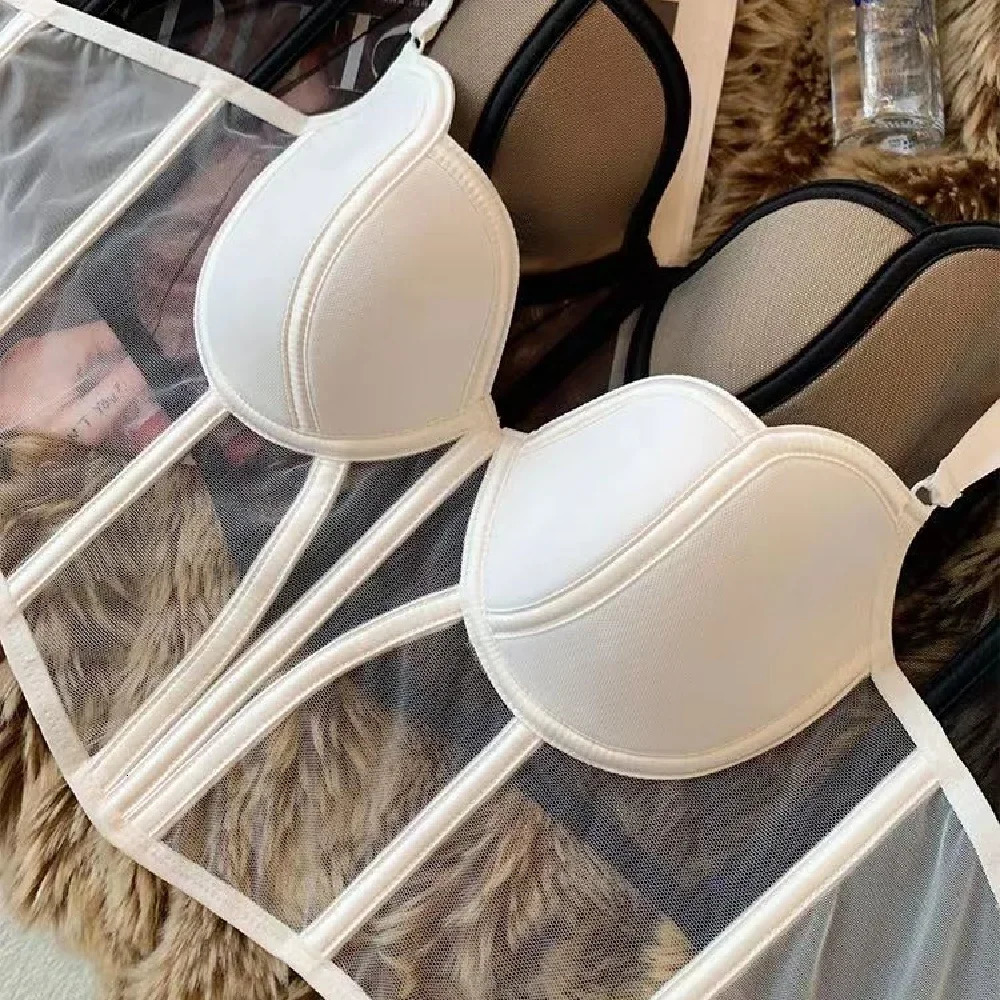 Womens Evening CorsetChic Mesh Fishbone Camisole Inner Wear Outer Wear Corset Crop Top Waist-Tight Sexy Bra White Gopia250324 - view 4