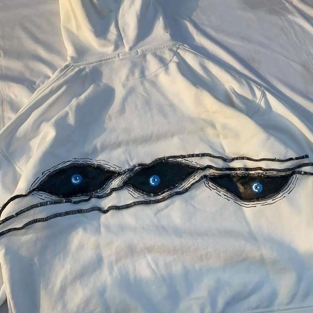 Heavy Industry Harajuku Devil's Eye Embroidered Loose Large Street Hip Hop Hoodie Batch gift for man