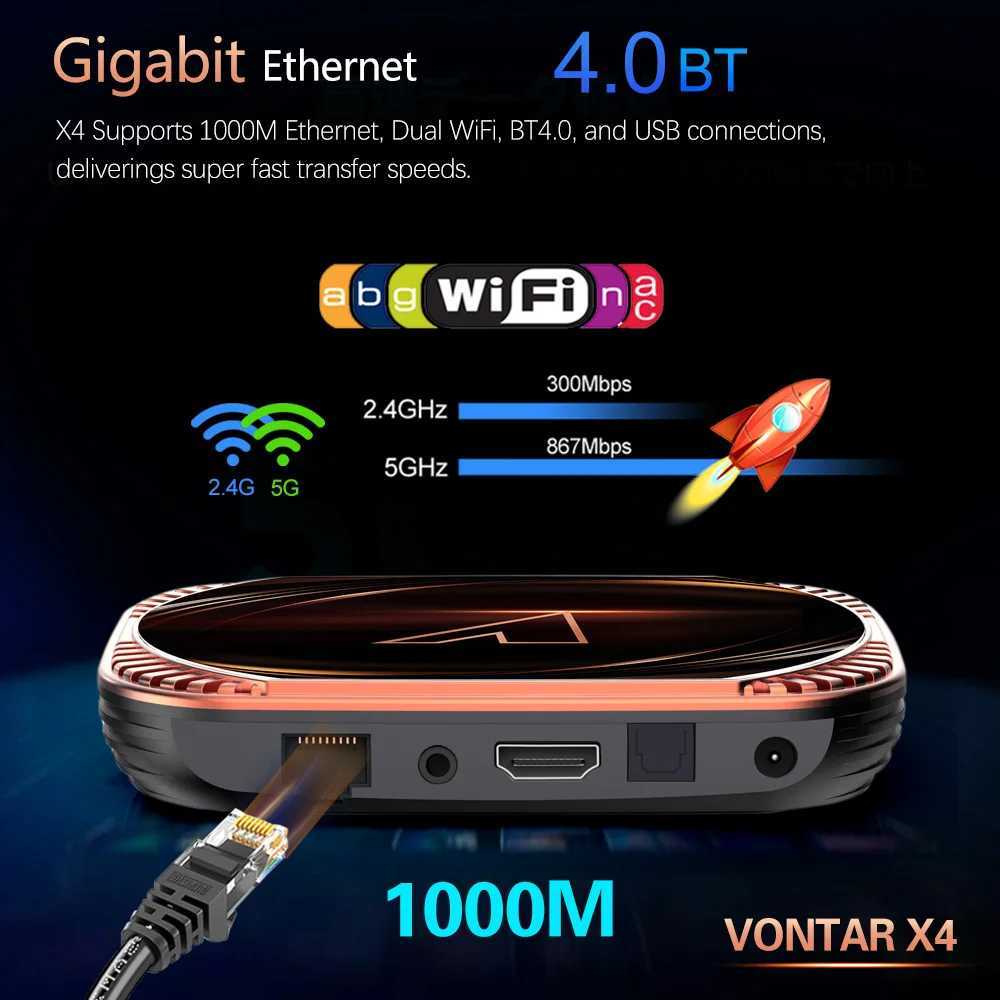2025 X4 Amlogic S905X4 Smart TV Box Android 11 4GB 128G 32GB 64GB Wifi BT AV1 Media Player TVBOX 4K 1000M Set Top Box X250325