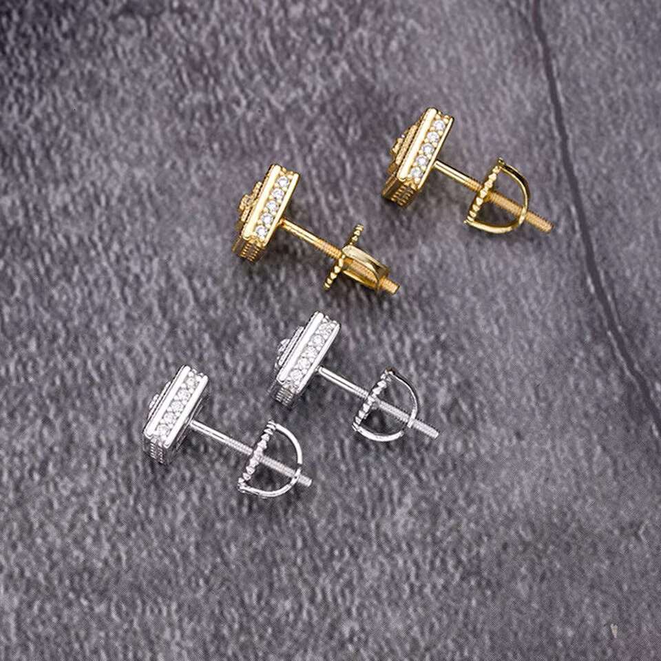 High Quality Custom Moissanite Earing Men 925 Sterling Silver Jewelry Zircon Gold Plated Stud Earrings for Men
