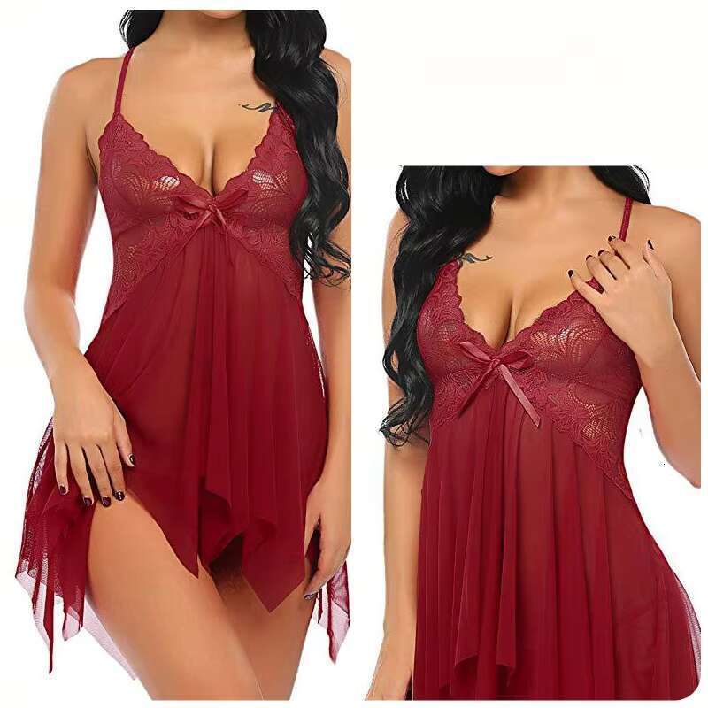 Hot Selg Lace Underwear Casual Mini Dress Sets Women Lightweight Fashion Sexy Gerie Sleepwear