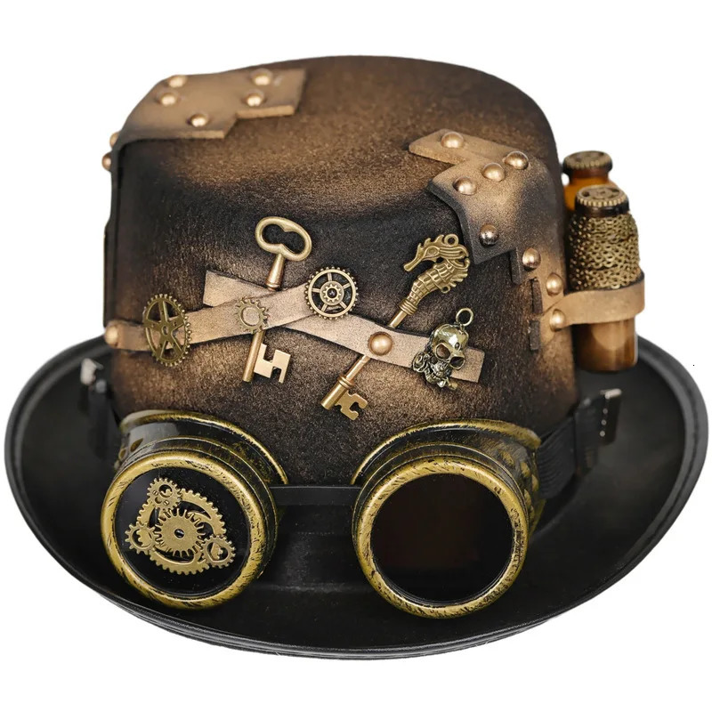 Steampunk Hat Cosplay Ball Party Victoria Punk Bowling Hat Jazz Goggles Hat Clothing Accessories Carnival Adult Hat 250322
