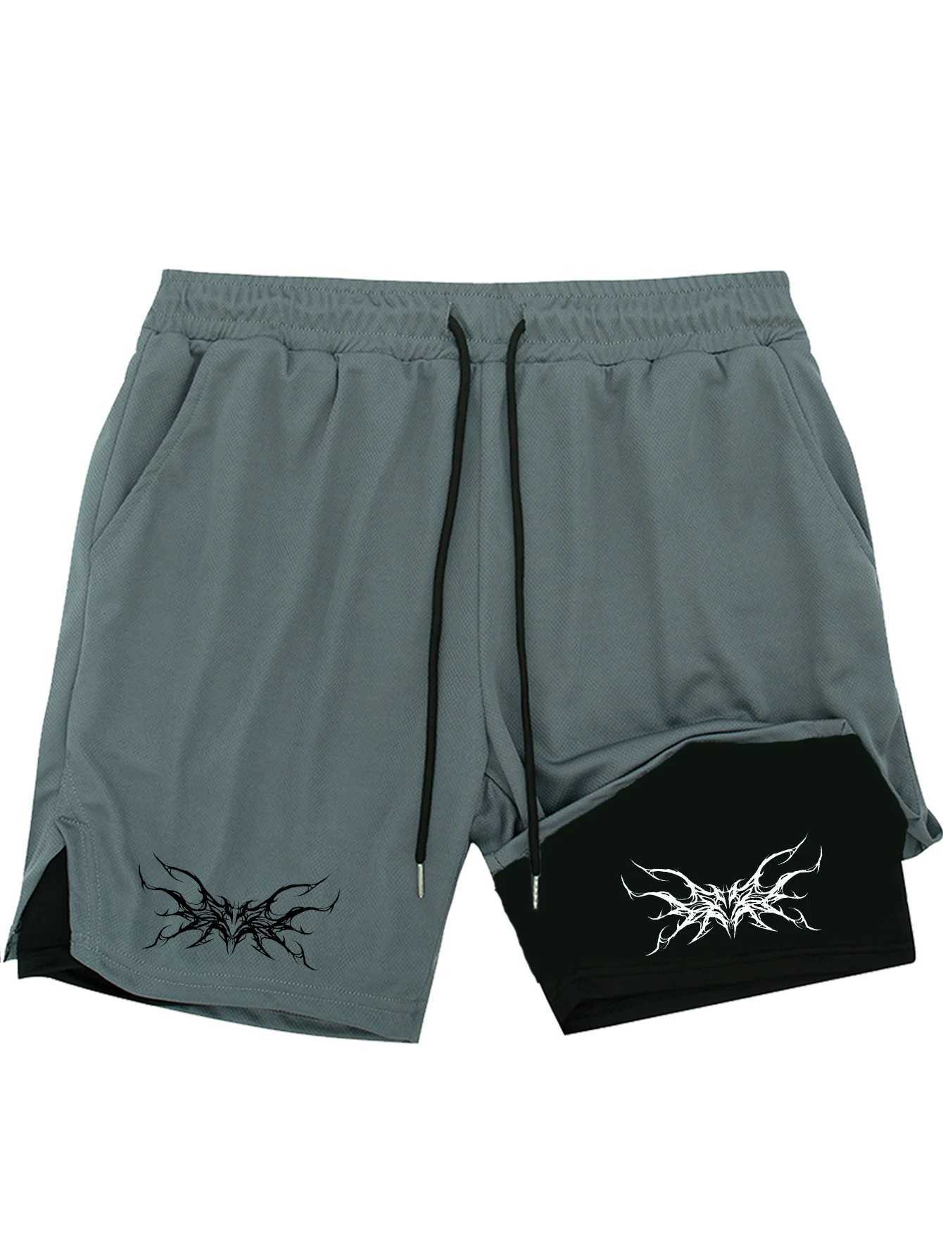 Mens sports shorts 2 jogging and running training in the gym breathable fitness double-layer hidden pocket shorts W250324