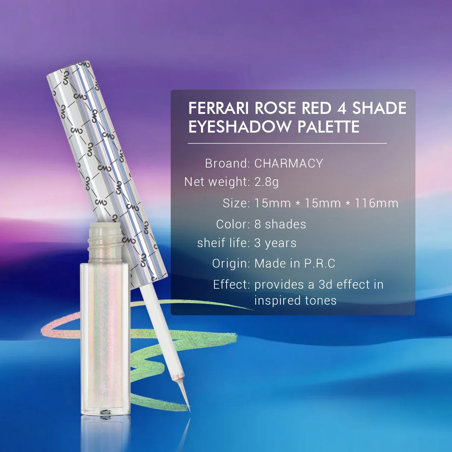 CHARMACY Multichrome Liquid Eyeliner Pen Glitter Waterproof Long-lasting High Pigment Smudge-proof Eye Liner Makeup for Women 250324