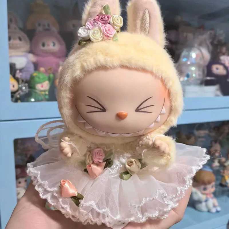 17cm Cute Mini Plush Doll Clothing Accessories Labubu II Idol Doll Flower Fairy Wedding Dress DIY Childrens GiftXJ250324