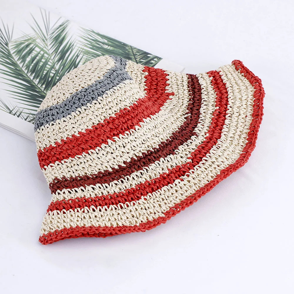 Rainbow Hook Hat Striped Womens Summer Hat Sun Hat Visor Summer Hat Accessories Womens Red Hat 250320