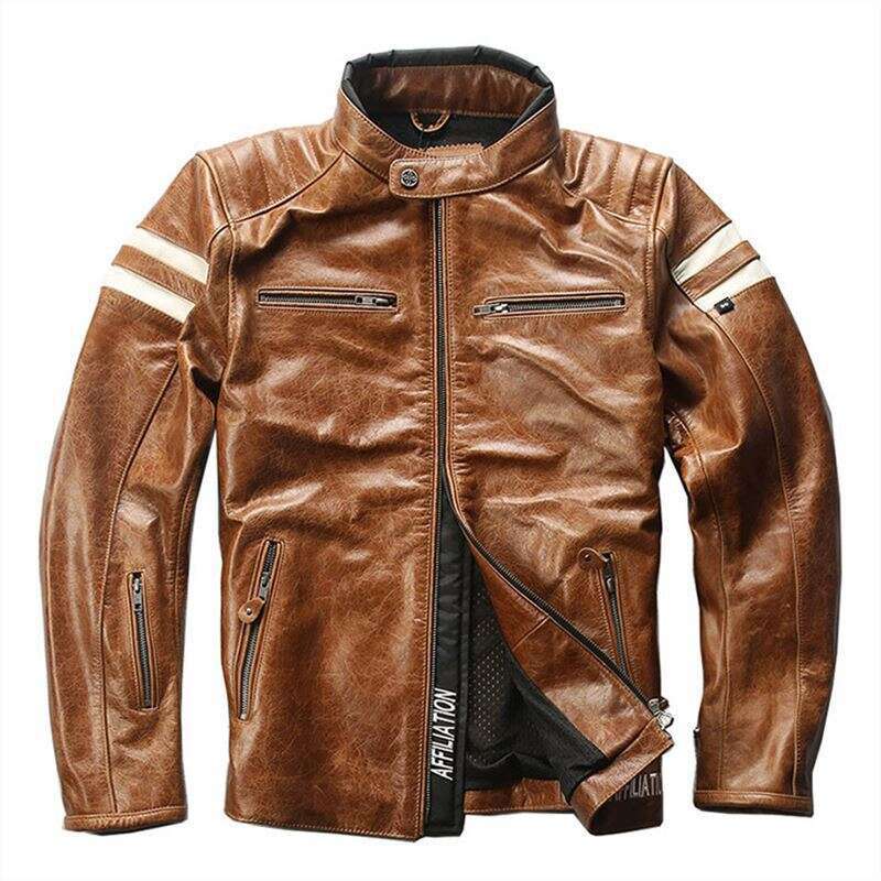 Leading Layer Cowhide Men's 80 Harley Two Bar Motorcycle Leather Jacket