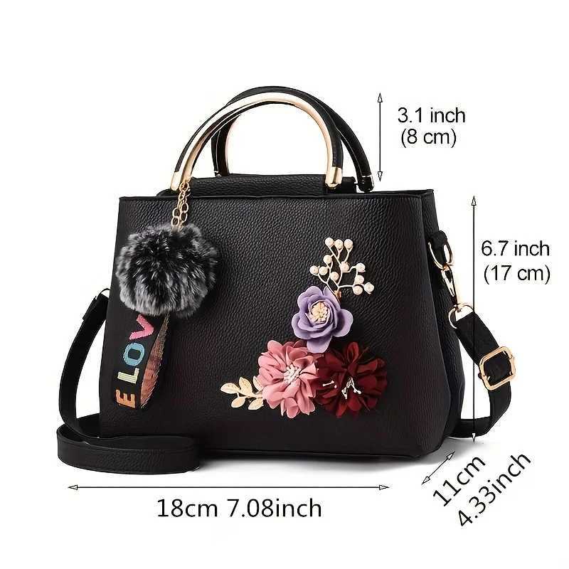 3D floral decoration handbag elegant mini cross shaped bag womens fashionable shoulder bag street trend handbag wallet Z250324