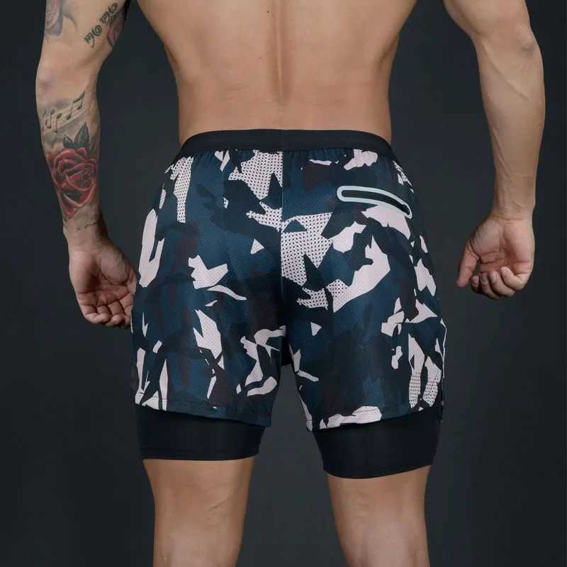 Mens running shorts double-layer fitness running shorts sportswear fitness training shorts W250324