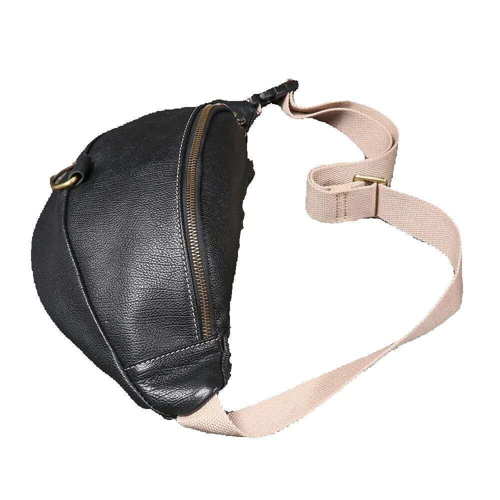 LUOKIR Unisex Genuine Chest And Toe Cover Layered Leather Casual Versatile Crossbody Large Capacity Mobile Phone Bag