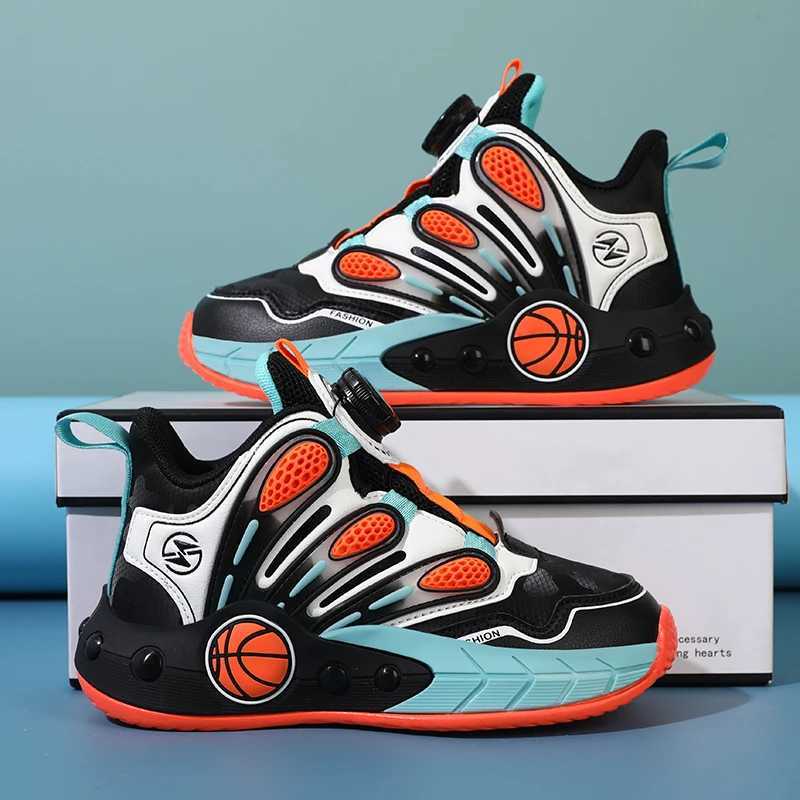 Childrens shoes boys casual leather sports shoes childrens fashionable basketball shoes high foot protection sports shoes childrens coach W250324