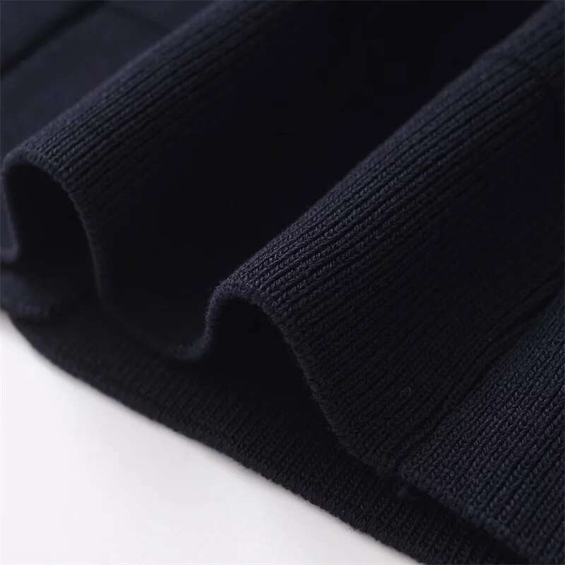 Autumn New Women's Wer Buttons Decoration Knit Cardigans Office Lady V-Neck Long Sleeve Navy Blue Sweater