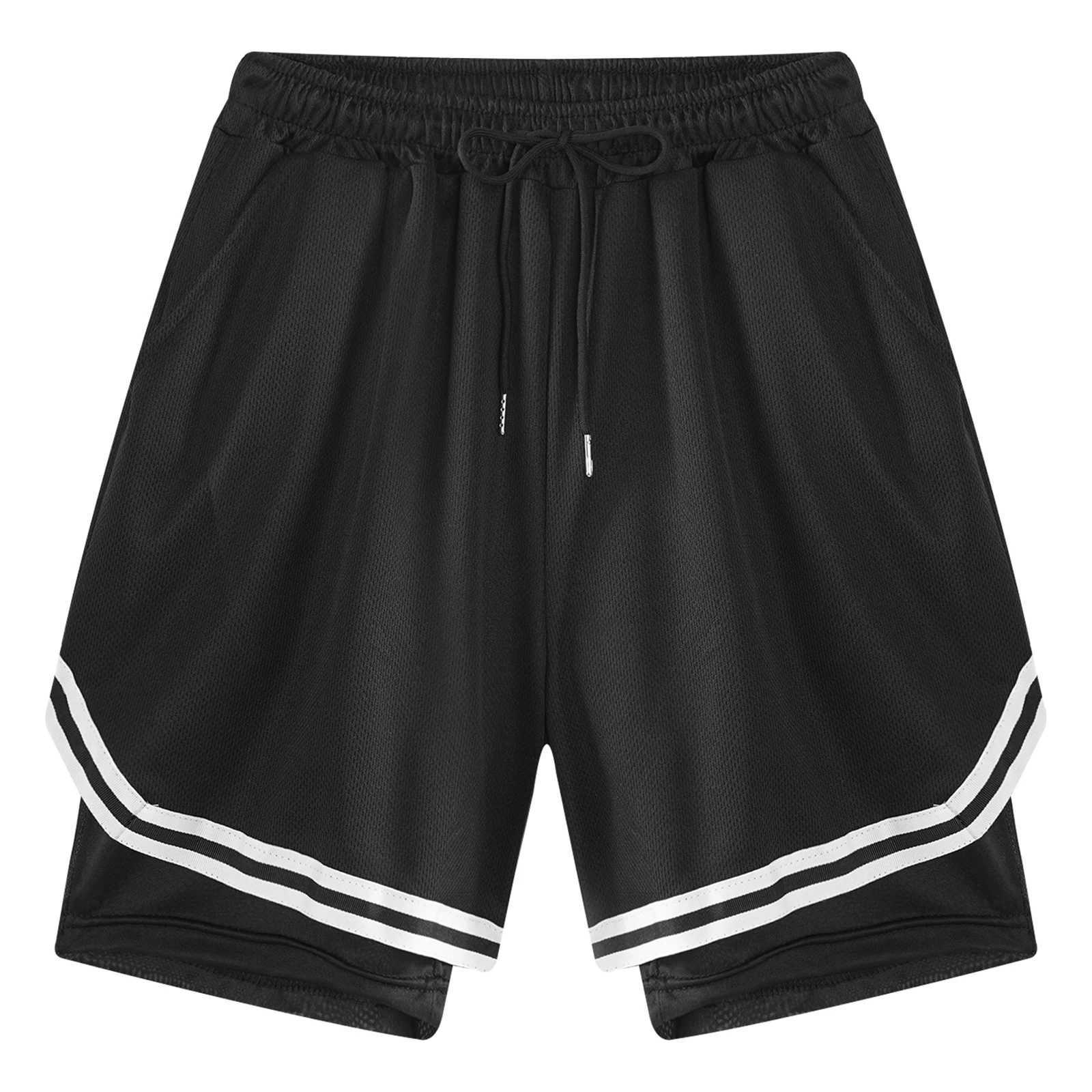 FEESHOW childrens boys sports shorts with built-in leg pull rod shorts childrens running basketball sports cycling training clothes W250324