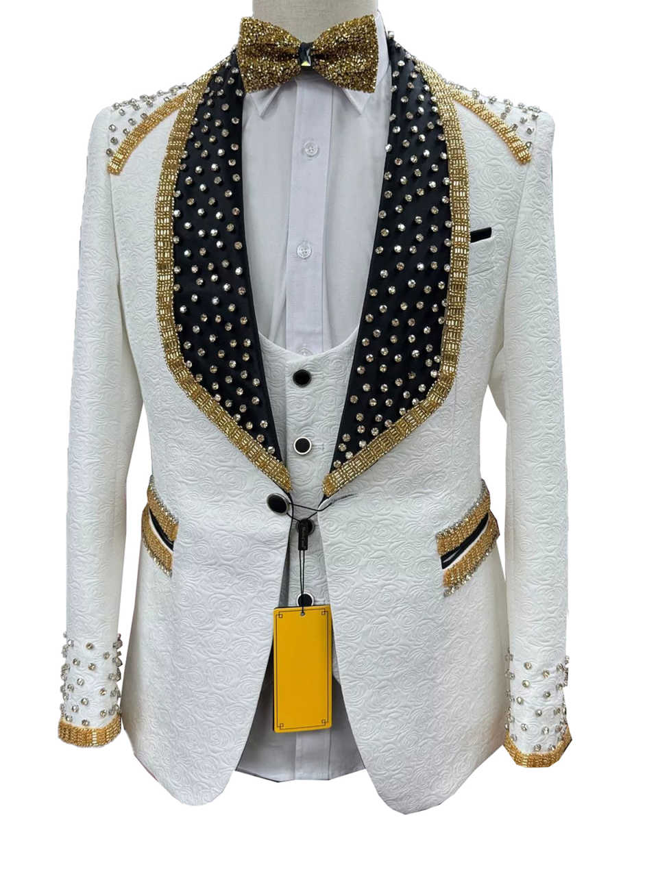 Designer Wedding Tuxedos Jacquard Beaded Men Suit Shawl Lapel 1 Piece Set Jacket Party Evening Groom Business Blazers Customized