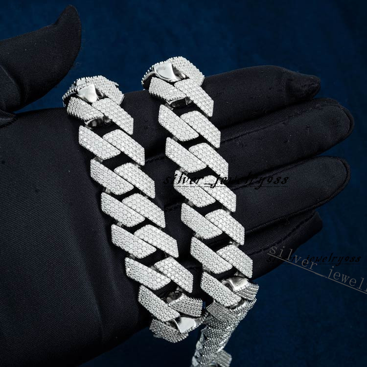 Men Hip Hop Jewelry 8mm 10mm 15mm 20mm Cuban Chain Gold Plated Iced Out Necklace Bracelet Moissanite Diamond Cuban Link Chain