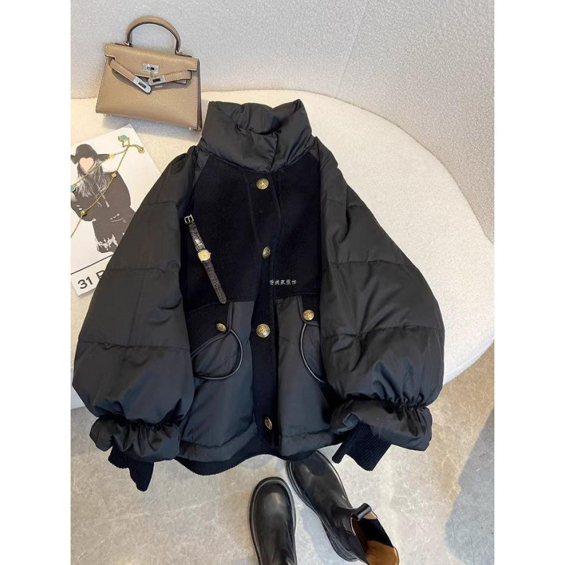 Black Gold High-End Feeling, This Year's Splicing Temperament, Casual And Warm Down Cotton Jacket, Women's Winter Jacket