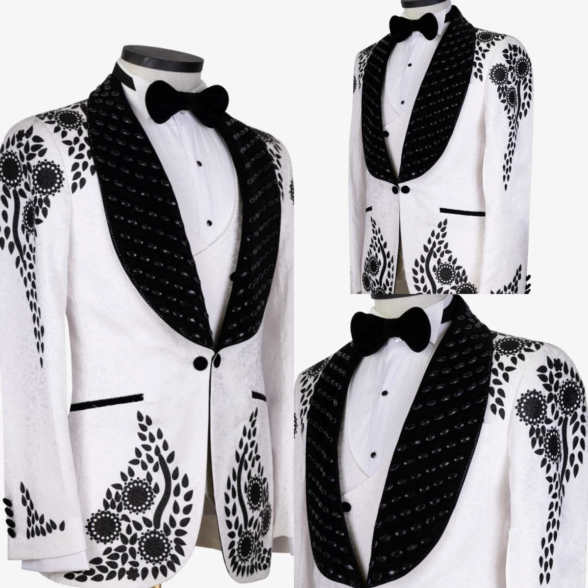 Unique Wedding Tuxedos Appliques Beaded Men Suit Shawl Lapel 2 Piece Set Jacket Pants Fashion Party Business Blazers Customized