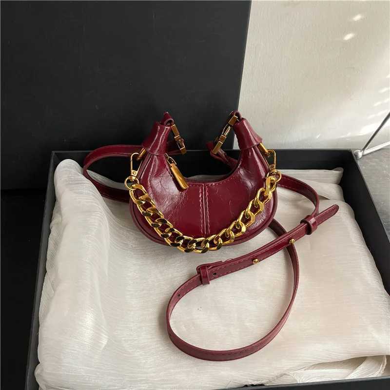 Luxury Children Brand PU Leather Crossbody Bag Retro Chain Small Hobos Messenger Bag Y250324