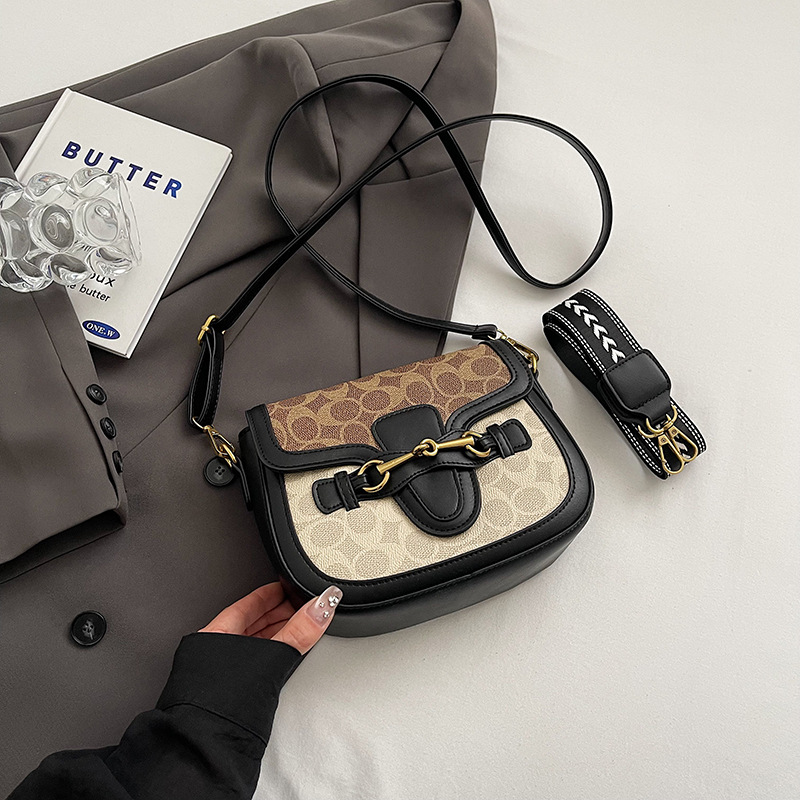 Bag women's new fashion retro crossbody bag Western women's bag wide shoulder strap shoulder bag 2025