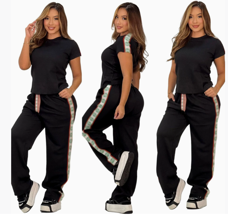 NEW spring Women's Tracksuits Luxury brand Suit fashion Casual T-shirts pants 2 Piece Set designer sports Suit