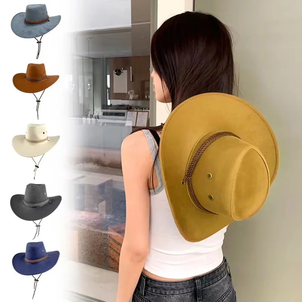 Retro denim suede jazz hat womens artificial felt leather solid color sun hat German beer festival hat Panama hat 250322