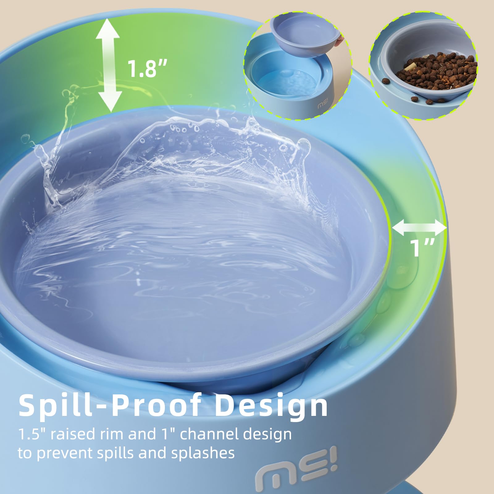 Raised Pet Feeding Dish for Cats and Dogs Lead-Free Ceramic Height Increasing Bowl with Anti-Slip Base