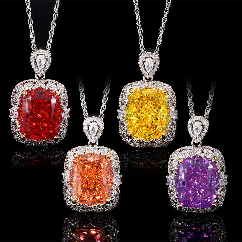 2024 New Zhuangsheng Jewelry High Carbon Dia Ice wer Cut Copper Set Light Pendant Main Stone 12 * 16