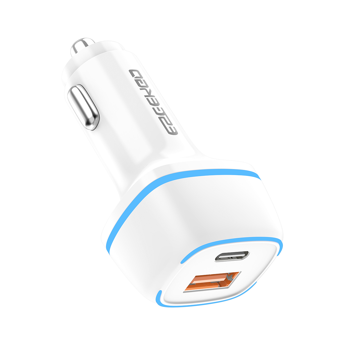 USA STOCK ESEEKGO C-15BT fast charging 38W LED QC3.0+PD20W Car Charger With Retail Package ship in 2 days (WHITE)