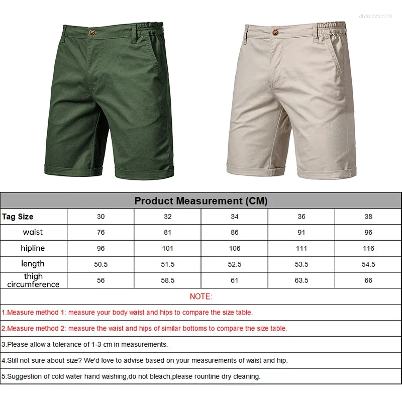Men's Shorts Men Summer Cotton Elastic Waist Casual Classic Fit Business Half Pants Stretch Khaki Chino Streetwear Beach