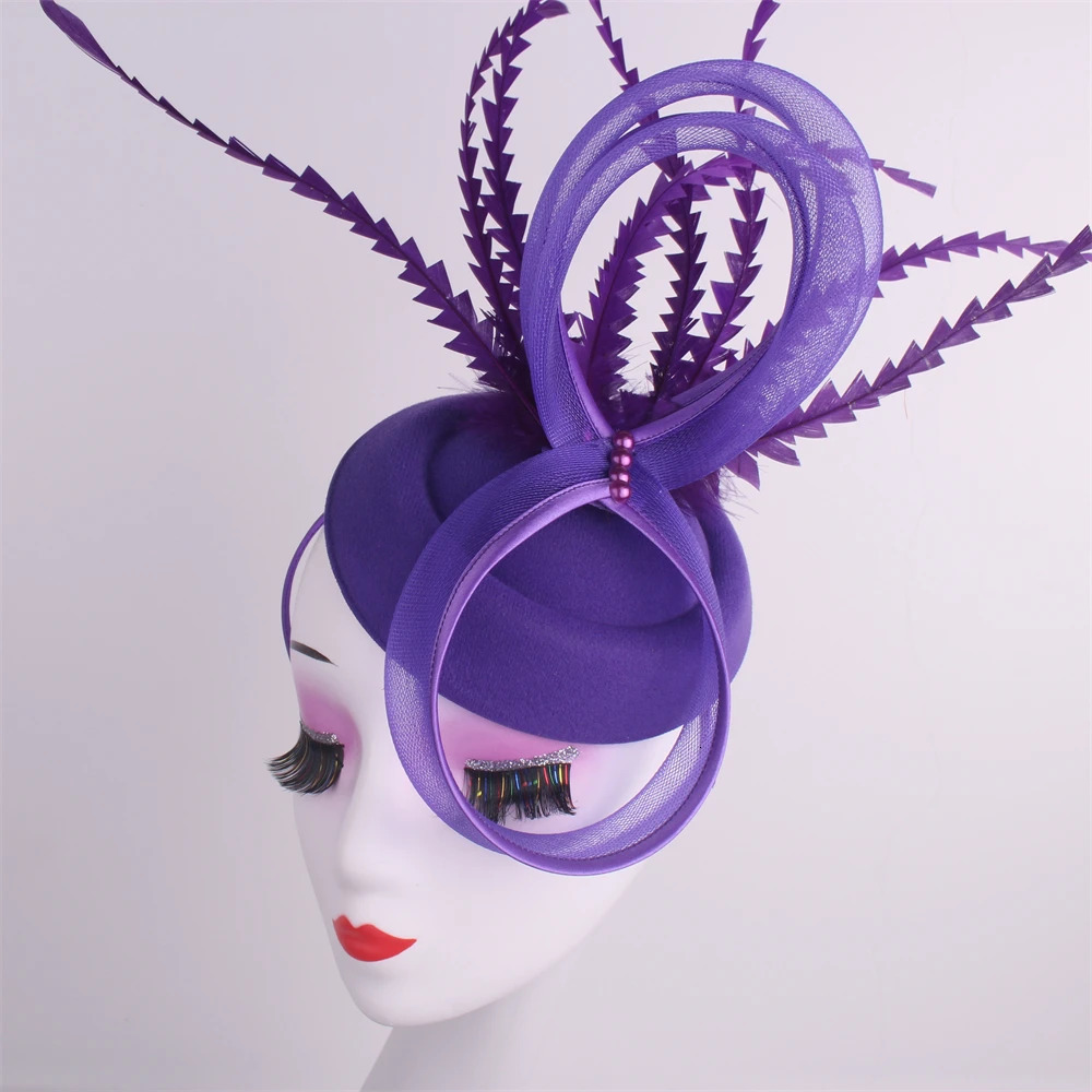 Ladies Royal Ascot Chapeau Cap Wedding Fascinator Hat Headpiece Women Church Party Pillbox With Headband Bride Party Fascinators 250322