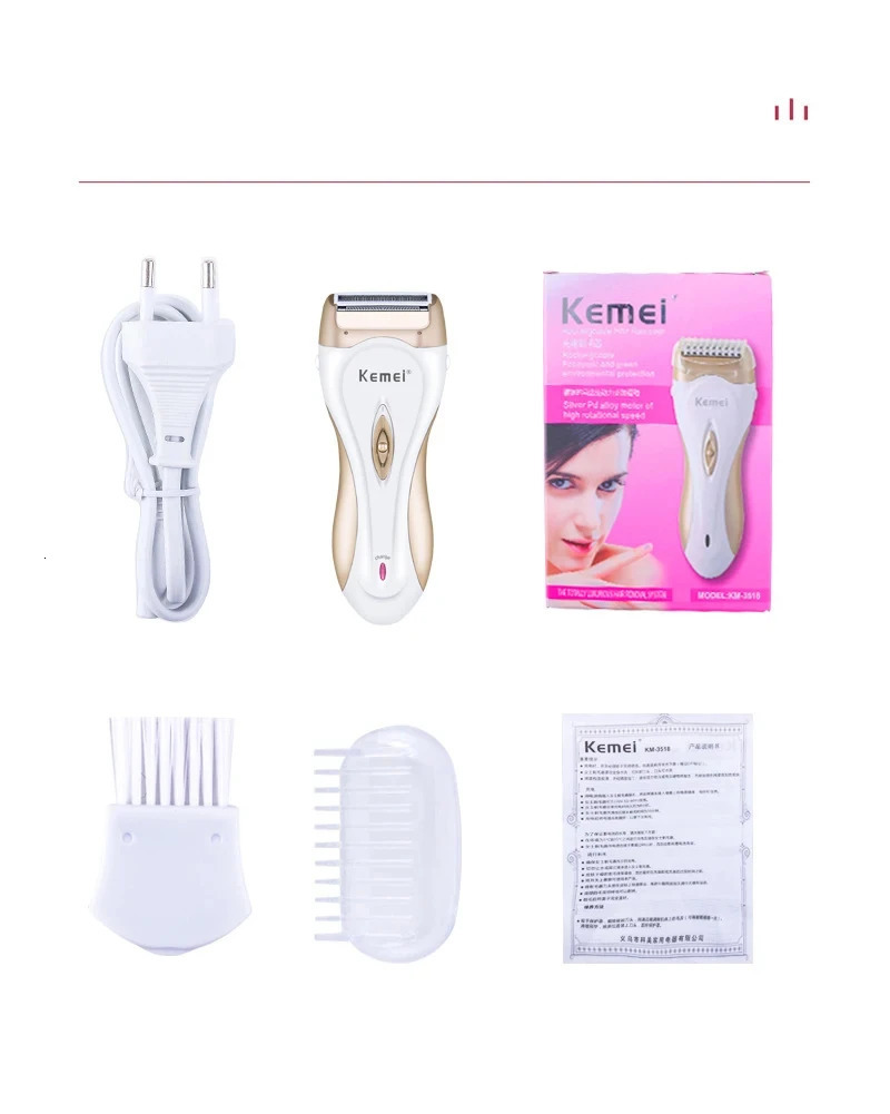 Kemei KM-3518 Electric shaver epilator for women Lady Shaver Hair Remover trimmer lady kemei hair removal 250324
