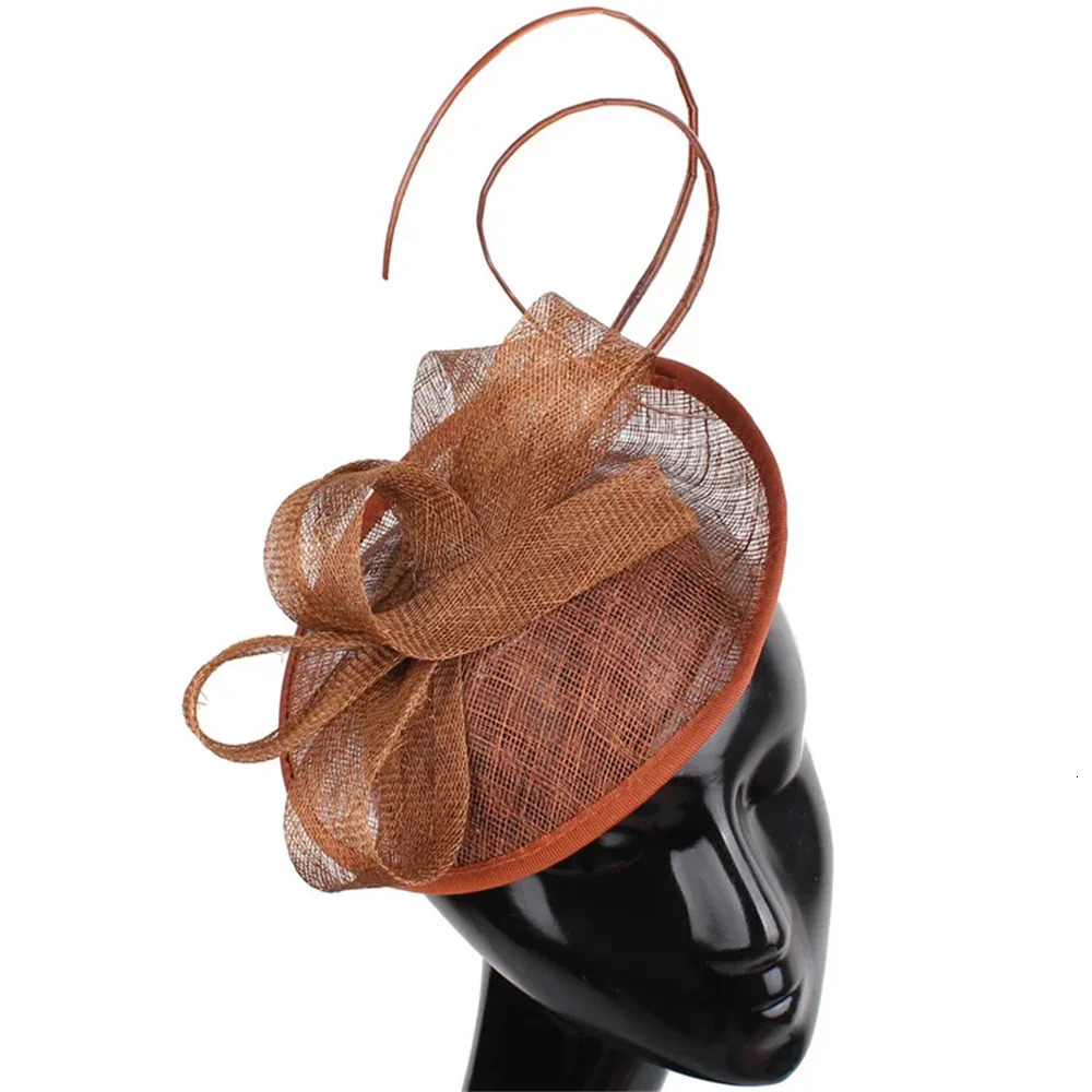 Classic Sinamay Millinery Cap Womens Cocktail Cap Charming Headwear Womens Racing Church Bridal Fashion Feather Accessories 250322