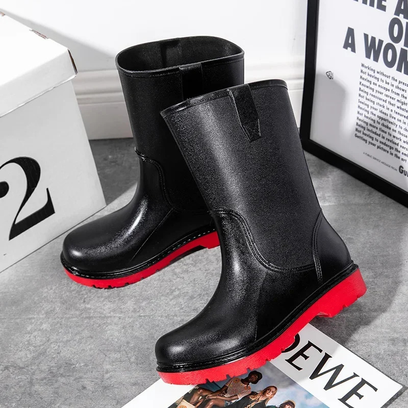 Botas 2024 Outdoor Mens Boots Fashion Rain Four Seasons Anti slip Comfortable Wear resistant Waterproof Shoes 250317