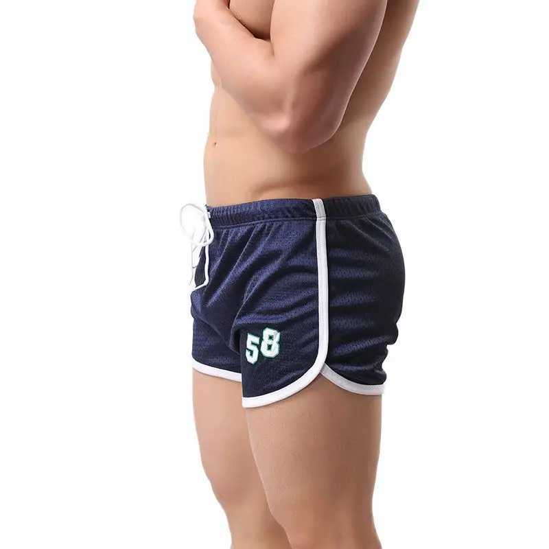 Mens running shorts fitness shorts double-layer mesh hollow sexy sports shorts fitness gym jogging shorts W250324