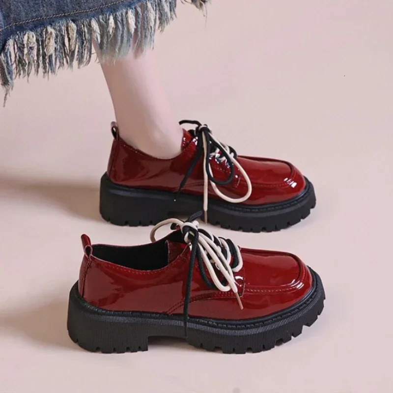 Women Shoes Autumn Round Toe Black Flats Loafers With Fur Casual Female Sneakers Ladies Footwear Oxfords Clogs Platform Fall Cr 250317