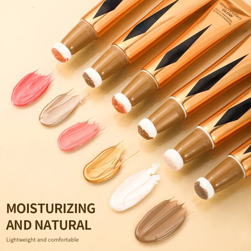 Cream Bronzer Contour Blusher Beauty Wand Highlighter Blush With Cushion Liquid Face Bronzer Wand Stick Applicator Makeup 250324