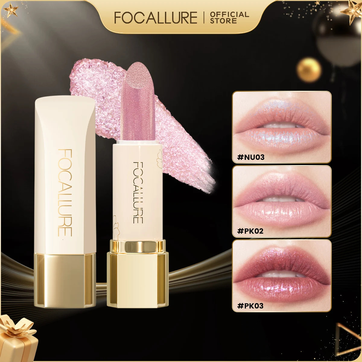 FOCALLURE Glitter Lip Balm 8 Colors Shimmer Lips Plumper Moisturizing Lipstick Long Lasting Waterproof Lip Care Makeup Cosmetics 250324