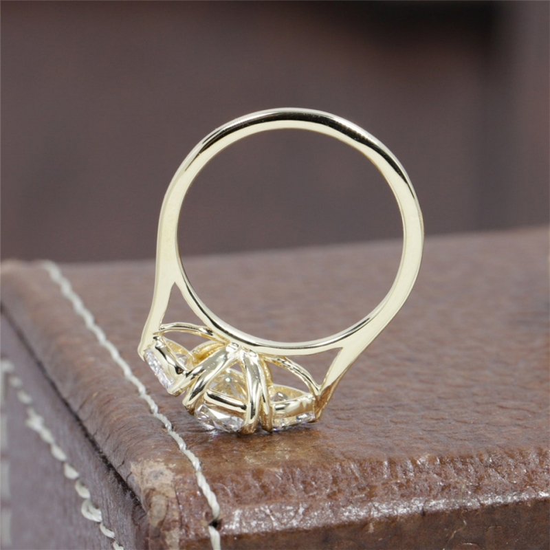 Jewelry 1.0 Carat Radiant Cut Lab Diamond Engagement Ring For Women 14K Real Gold Two Heart Wedding Womens Gold Ring Fashion Design HPHT Diamond