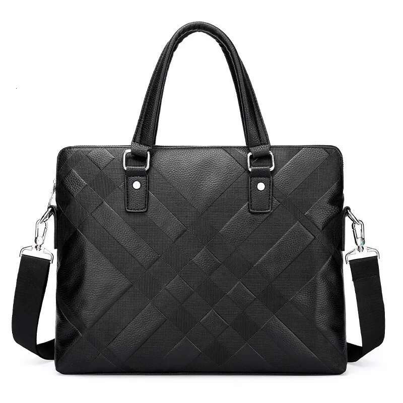 New Striped Laptop Bags Cow Genuine Real Leather Men's Briefcase Brand Male Handbags Messenger 14 Inch Computer Bag