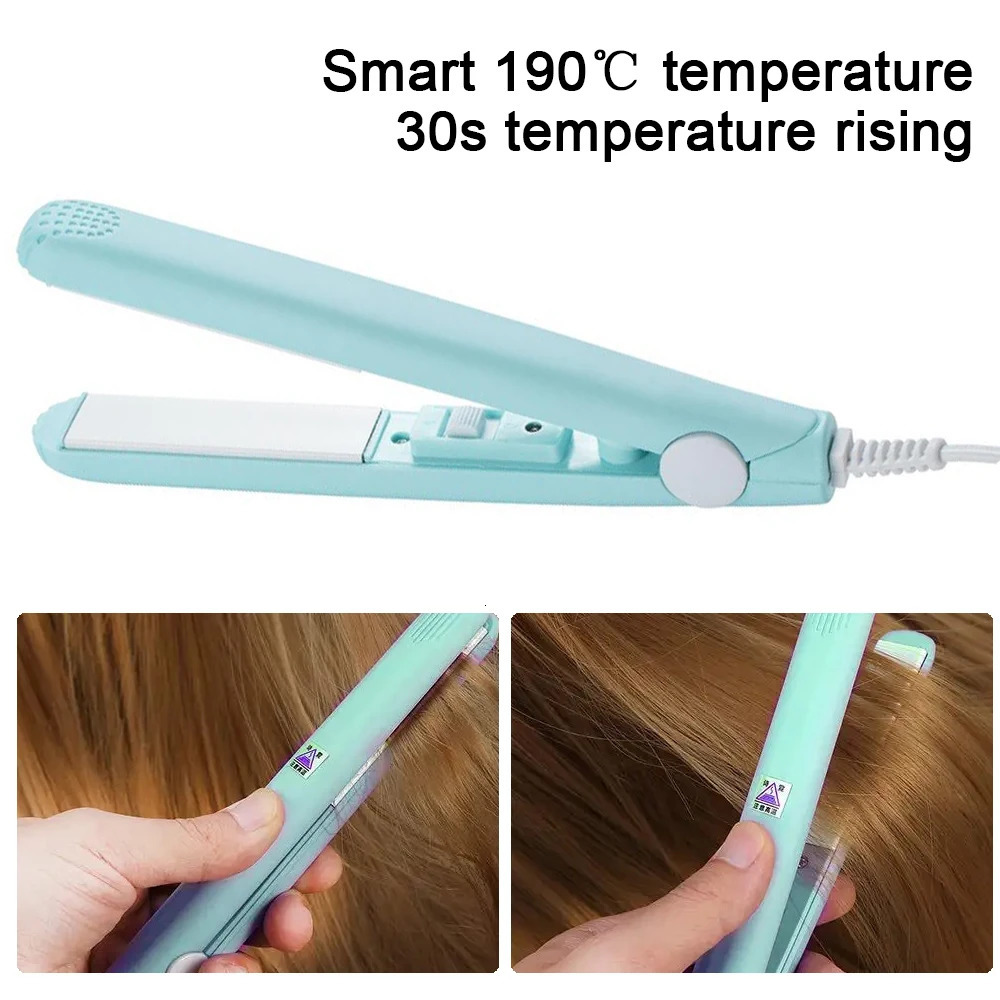 Portable Mini Hair Straightener Flat Iron Hair Curler For Men Women Short Hair Wave Hairstyling Dual Voltage Straightening Irons 250324