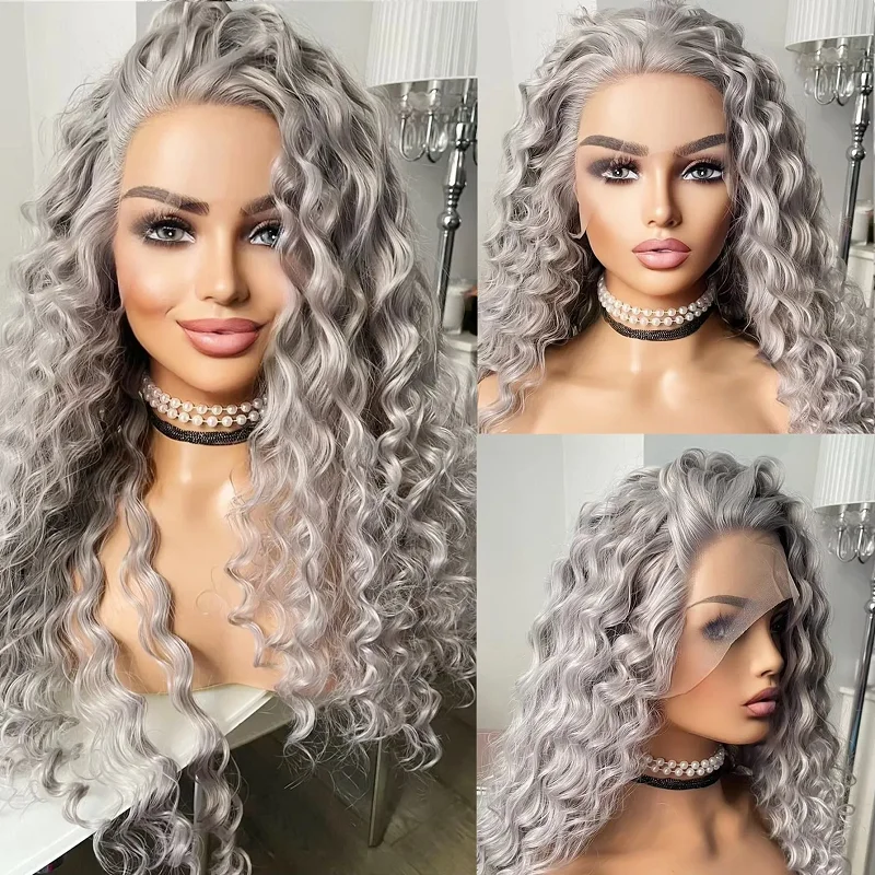 Pink Lace Wig Long Kinky Curly Simulation Really Human Hair Wig Synthetic Hair 13x4 Lace Front Wig for Women Daily Wear High Temperature Cosplay Curly