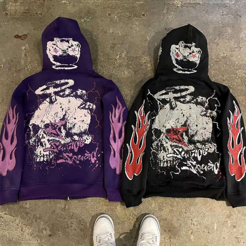 fashion street trendsetters loose trendy letter printed cardigan hooded long sleeved sweatshirt gift for man