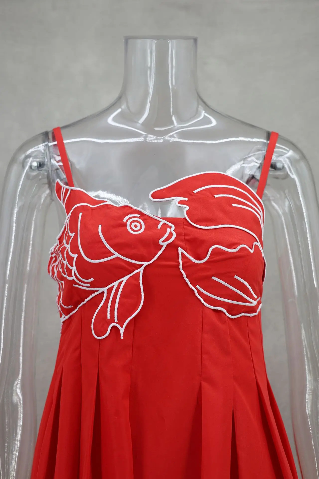 Summer 2024 Lady Party Streetwear Red Fish Top Maxi Dress For Women Sexy Sling Sleeveless Backless Femlae Robe Street Vestidos 250320