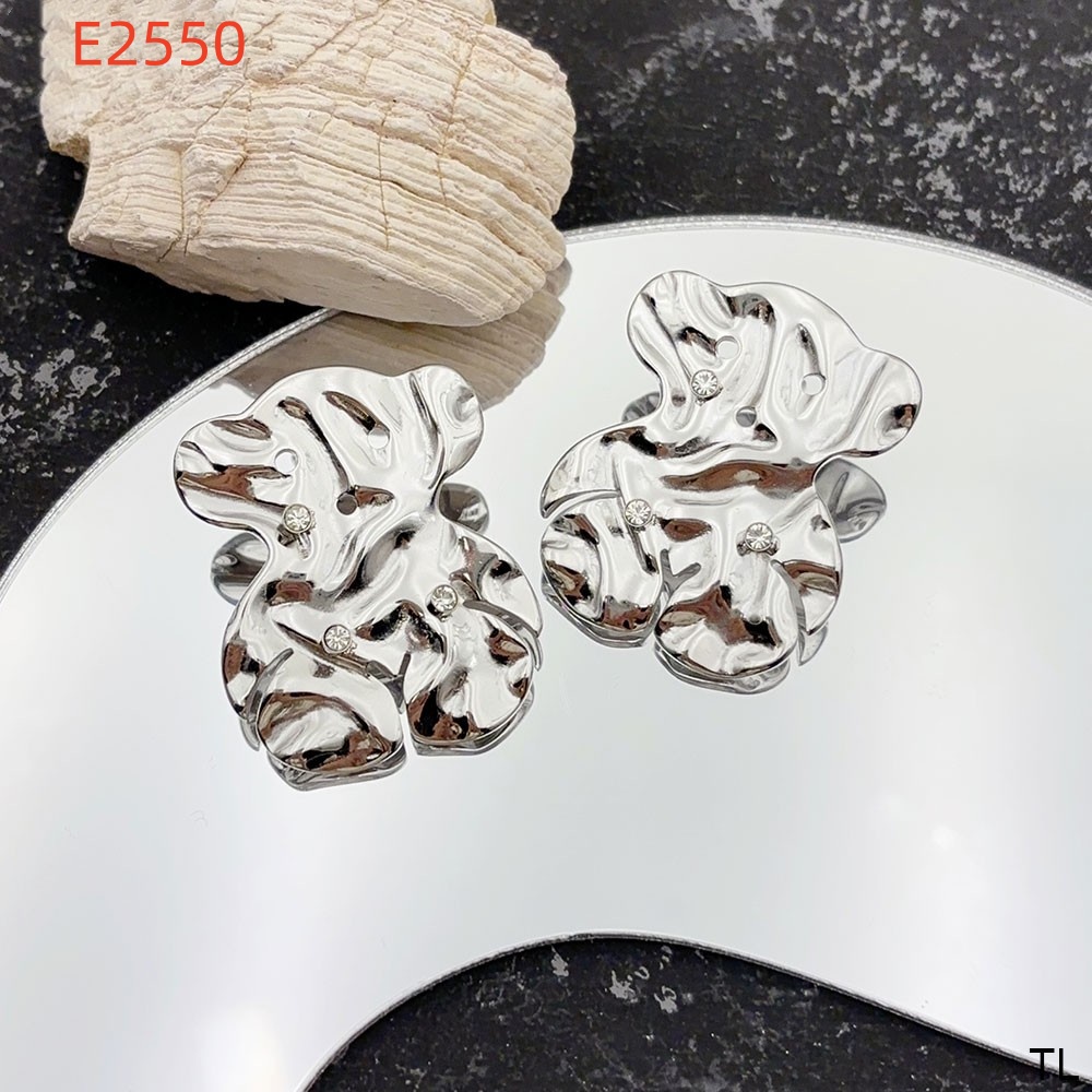 Fashion Women Girls Bear Silver Gold Stainless Steel Color Zircon Big Animal Moon Span Stud Earrings Jewelry