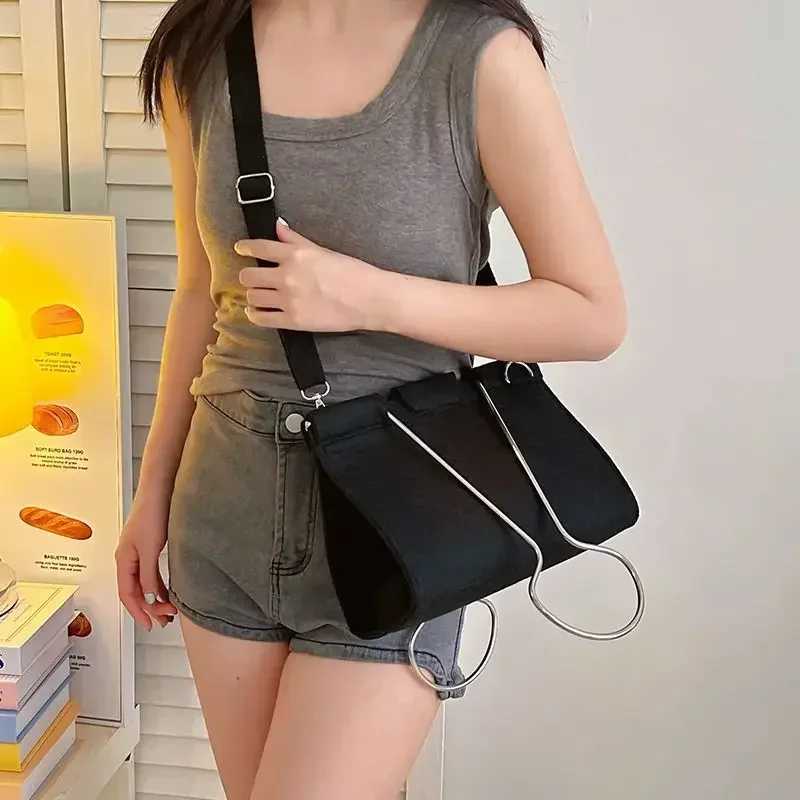 Bag 2024 New Felt Binding Clip High Capacity Shoulder Bag Handbag Office Womens Bag Z250324