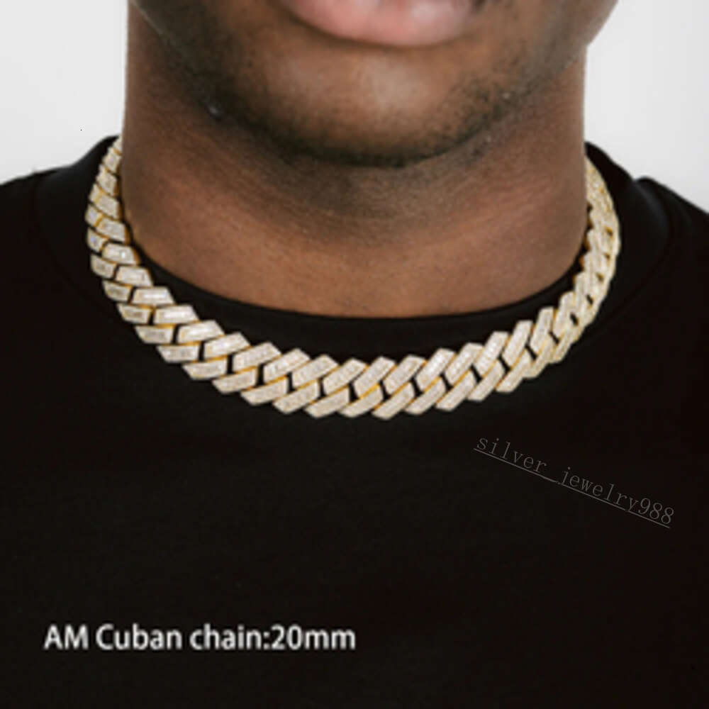 Am Jewelry 8mm 10mm 12mm Vvs d Color Diamond Necklace Bracelet Gra Certificate 925 Silver Iced Out Cuban Link Moissanite Chain