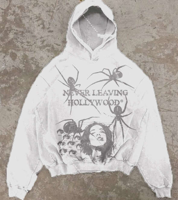 Autumn/Winter Velvet American Hoodie Pullover Y2K Sweater Gothic Spider Print gift for man