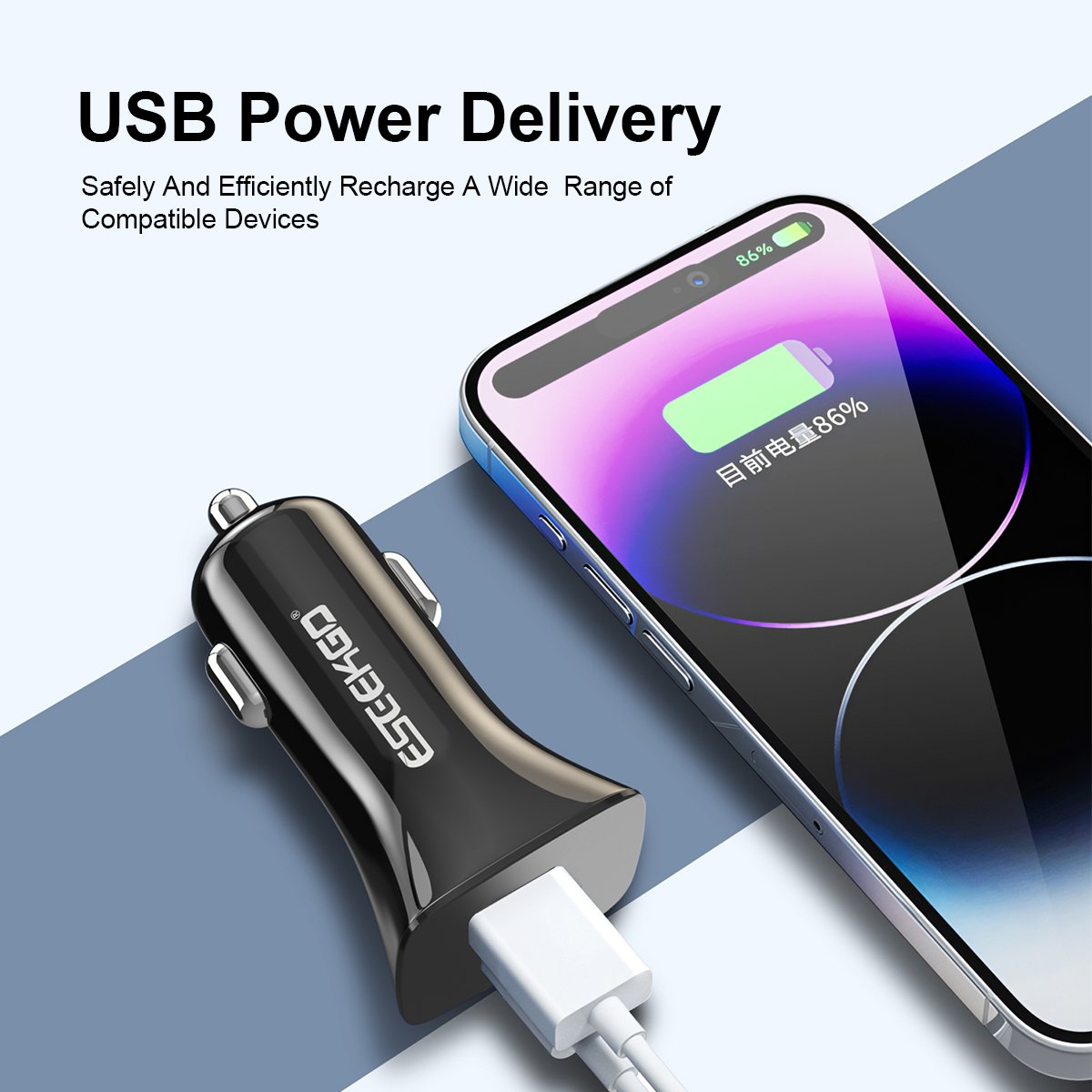 USA STOCK ESEEKGO C-01AB Dual USB-A Car Charger With Retail Package durable lightweight ship in 2 days black